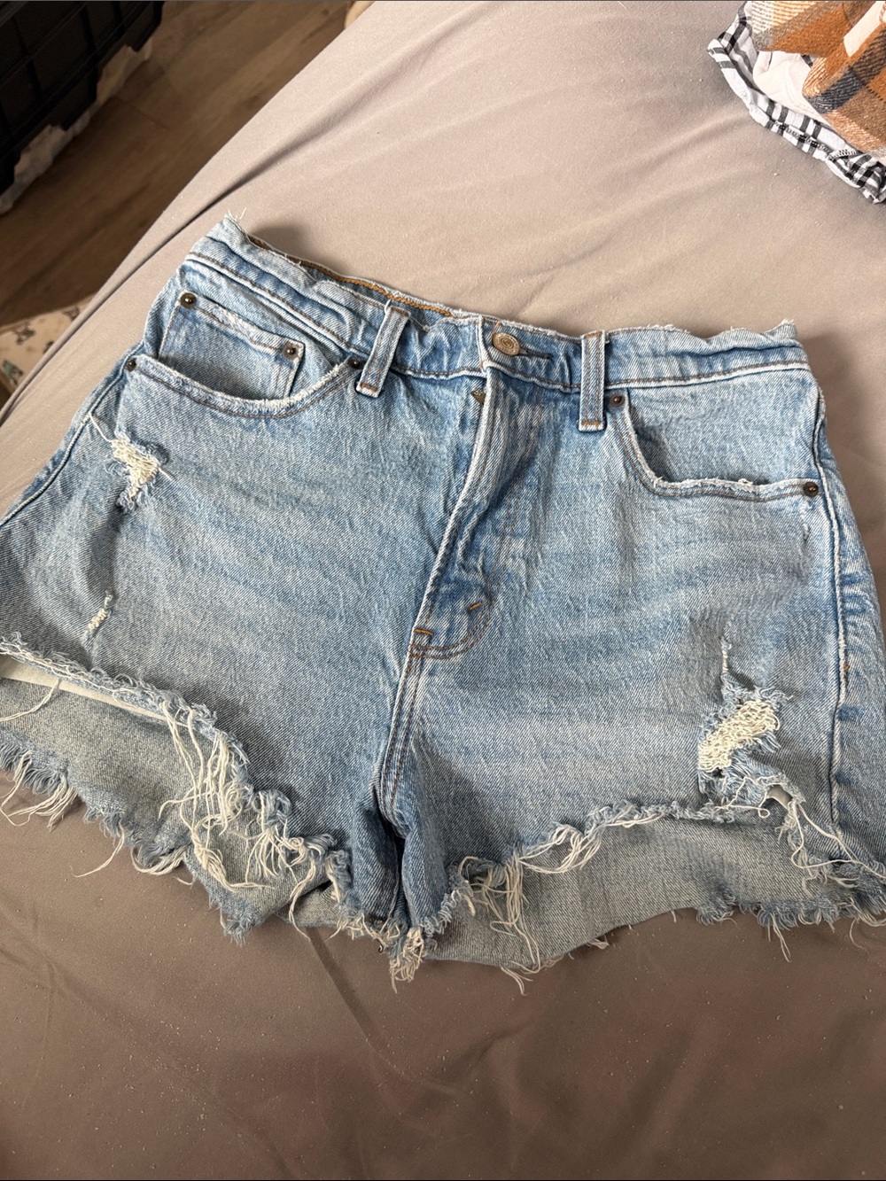Abercrombie & Fitch Light Blue Distressed Denim Cutoff Shorts